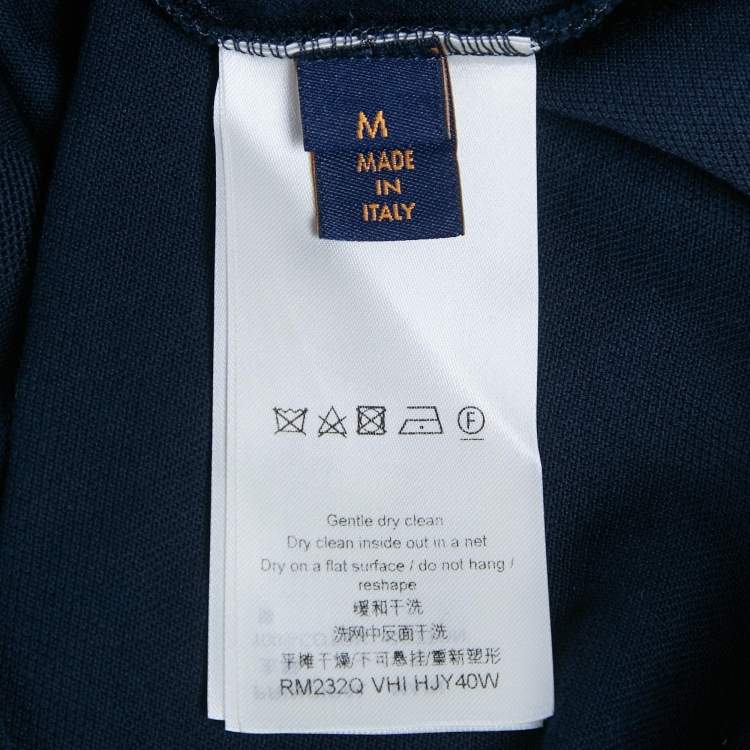 Pre Owned Louis Vuitton Navy Blue Damier Jersey Crewneck T-Shirt M