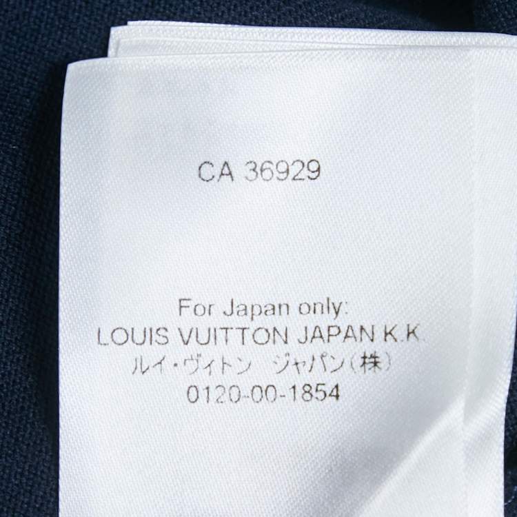 Pre Owned Louis Vuitton Navy Blue Damier Jersey Crewneck T-Shirt M