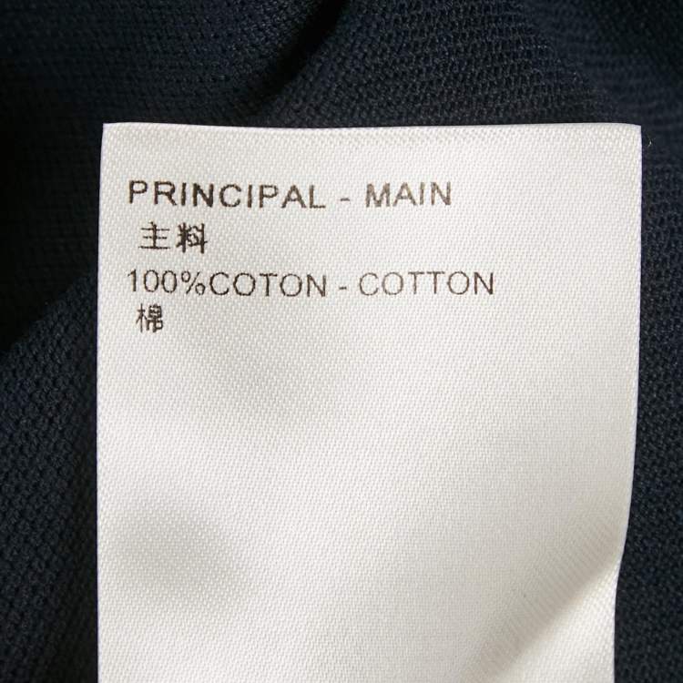 Pre Owned Louis Vuitton Navy Blue Damier Jersey Crewneck T-Shirt M