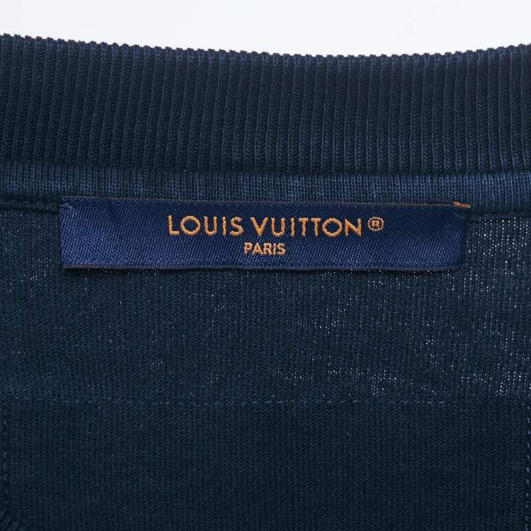Pre Owned Louis Vuitton Blue Cotton Jersey Crewneck T-Shirt XL