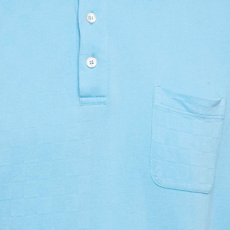 Pre Owned Louis Vuitton Blue Damier Pique Polo T-Shirt XL
