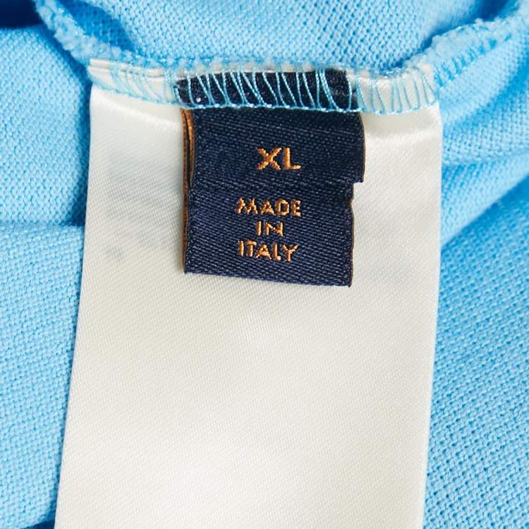 Pre Owned Louis Vuitton Blue Damier Pique Polo T-Shirt XL