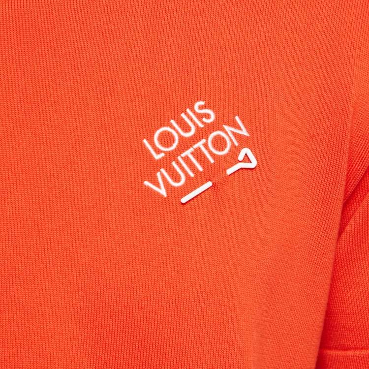 Pre Owned تي شيرت لويس فويتون قطن مطرز بشعار على دبوس أزرق مقاس متوسط (ميديوم)