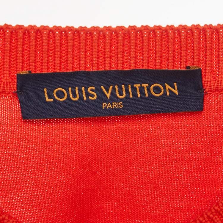 Pre Owned تي شيرت لويس فويتون قطن مطرز بشعار على دبوس أزرق مقاس متوسط (ميديوم)