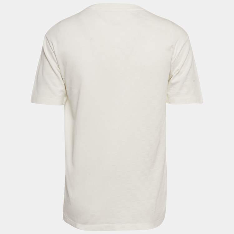 Pre Owned Louis Vuitton White Damier Jersey Crewneck T-Shirt M