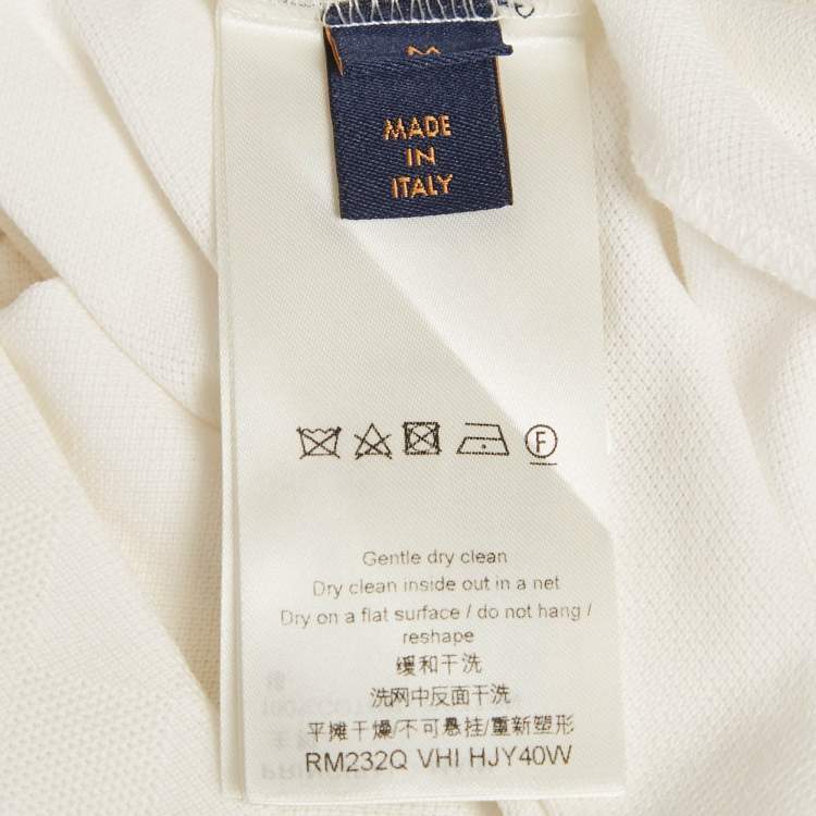 Pre Owned Louis Vuitton White Damier Jersey Crewneck T-Shirt M