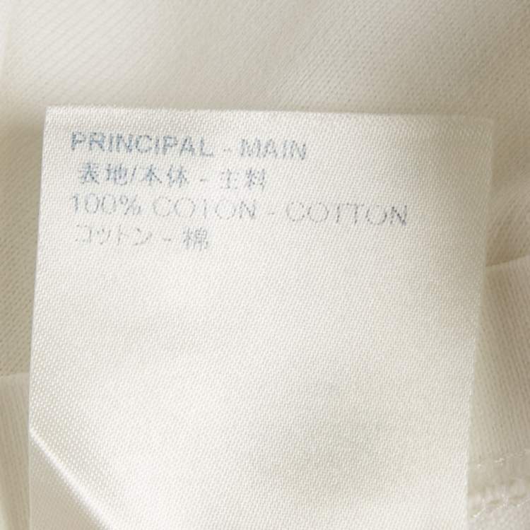 Pre Owned تــي شــــيــرت لوي فيتون أبيض سلسلة رقبة إنتارسيا جيرسي برقبة دائرية مقاس متوسط