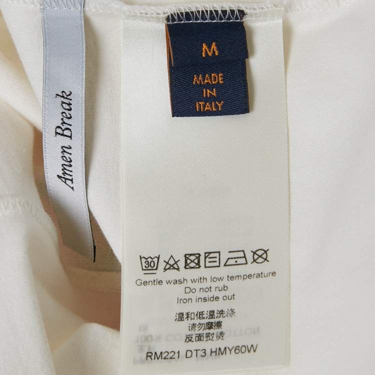 Pre Owned Louis Vuitton White Printed Jersey Amen Break T-Shirt M