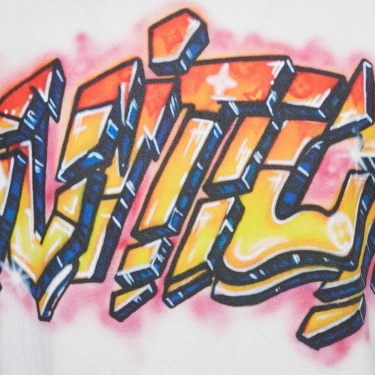 Pre Owned Louis Vuitton White Printed Jersey Amen Break T-Shirt M