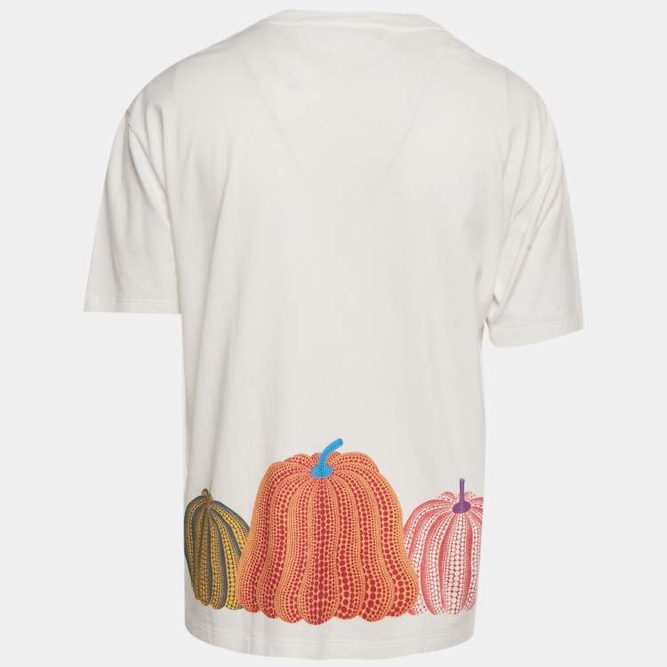 Pre Owned Louis Vuitton x Yayoi Kusama White Pumpkin Print Jersey T-Shirt M