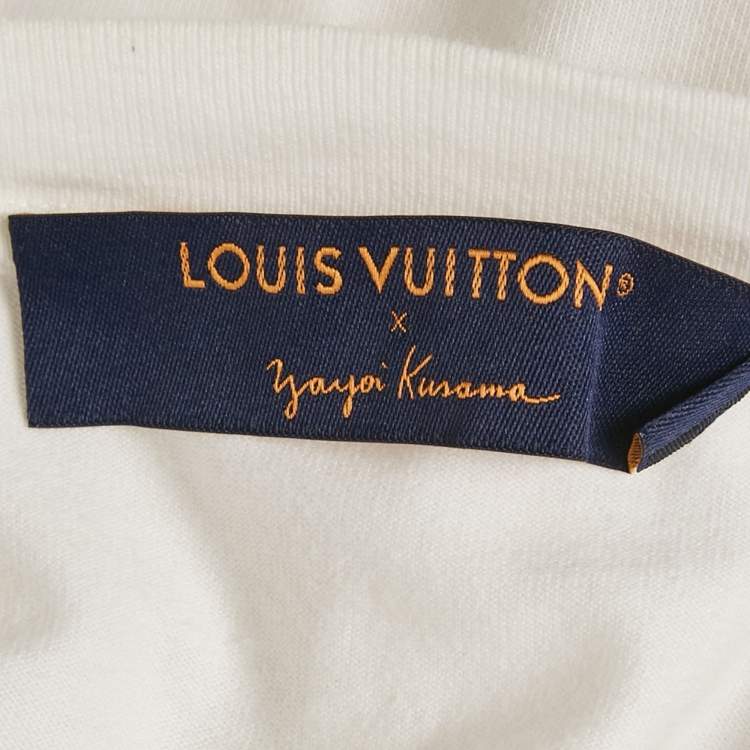 Pre Owned Louis Vuitton x Yayoi Kusama White Pumpkin Print Jersey T-Shirt M