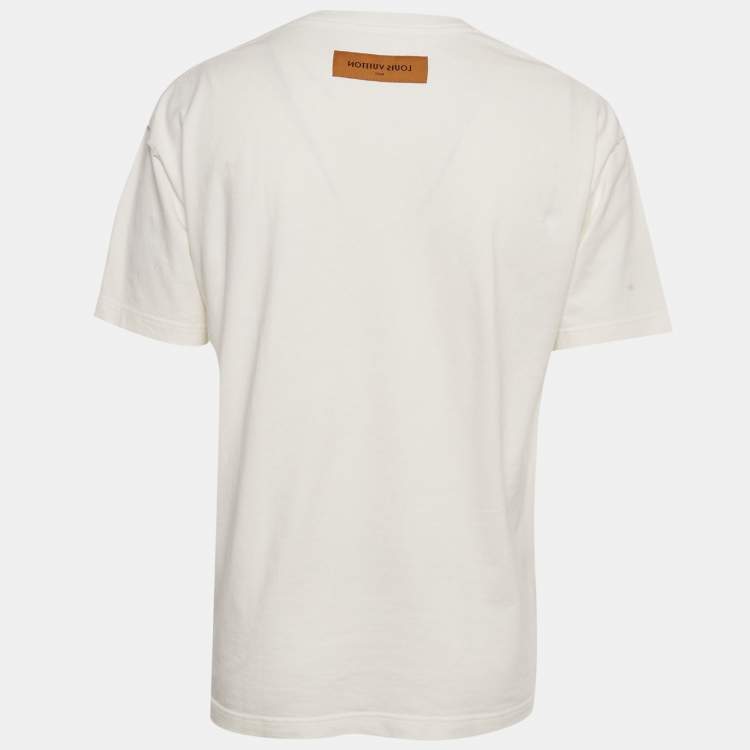 Pre Owned Louis Vuitton White Rainbow Print Jersey Crewneck T-Shirt M