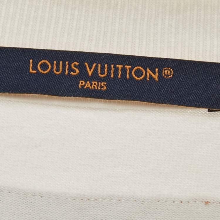 Pre Owned Louis Vuitton White Rainbow Print Jersey Crewneck T-Shirt M