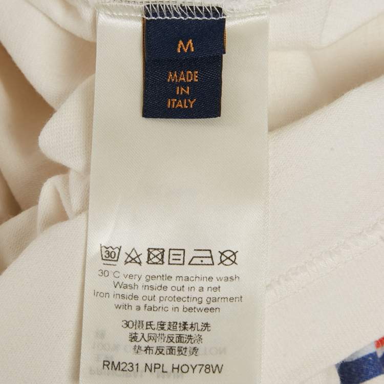 Pre Owned Louis Vuitton White Rainbow Print Jersey Crewneck T-Shirt M