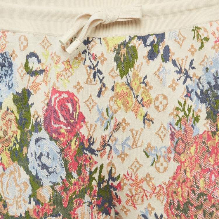 Pre Owned Louis Vuitton Beige Graphic Floral Monogram Jacquard Shorts M