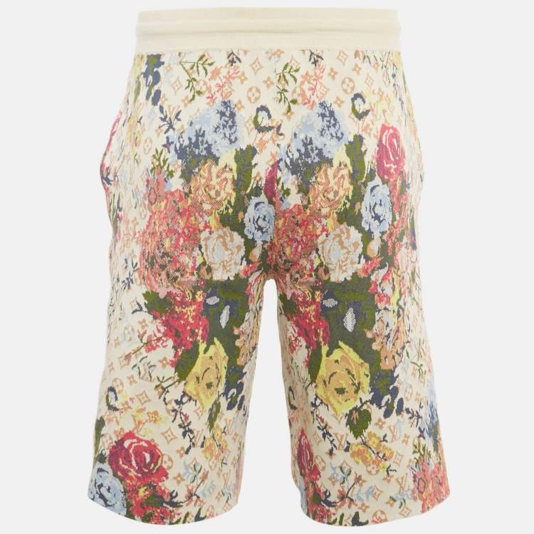 Pre Owned Louis Vuitton Beige Graphic Floral Monogram Jacquard Shorts M