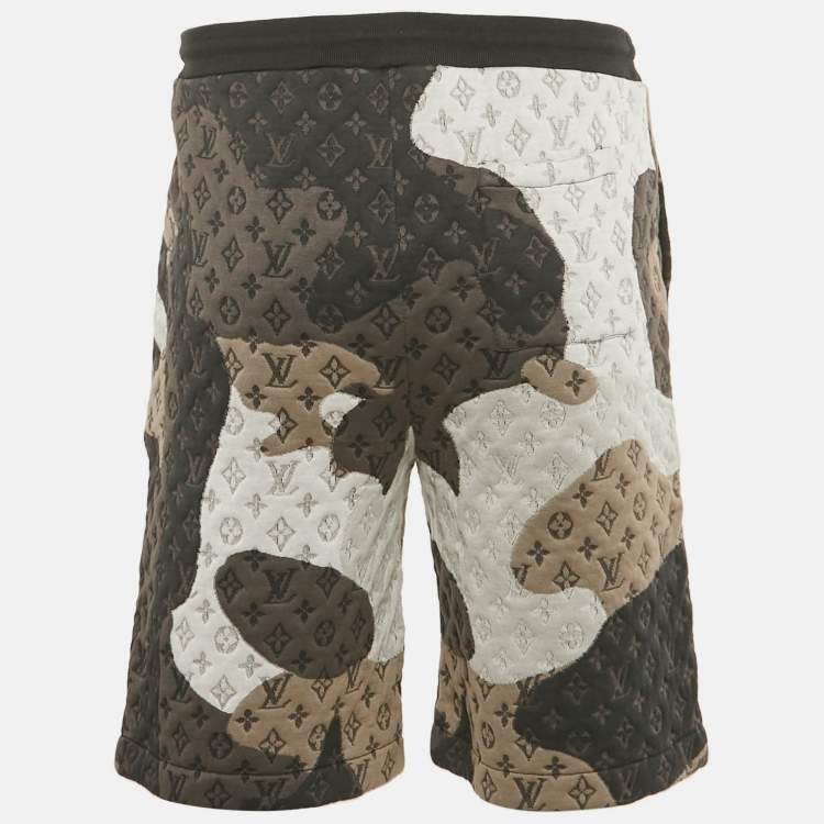 Pre Owned Louis Vuitton Grey Monogram Embossed Cotton Shorts L