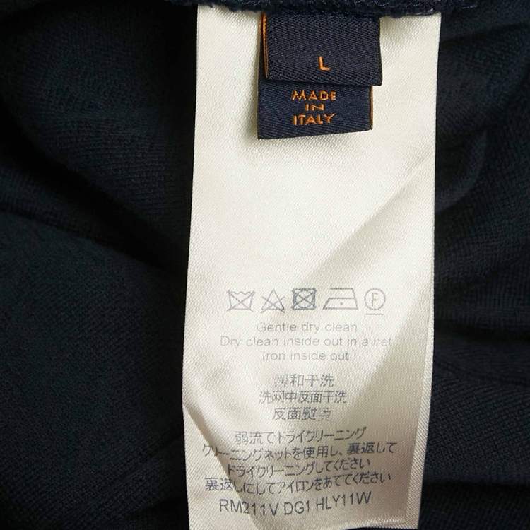 Pre Owned Louis Vuitton Navy Blue Monogram Jersey Ocean Beaded T-Shirt L