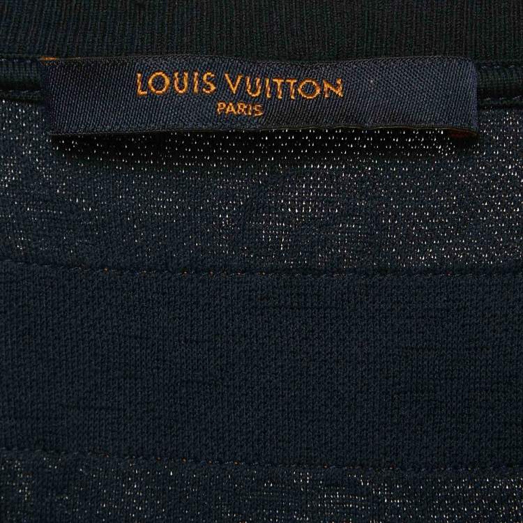 Pre Owned Louis Vuitton Navy Blue Monogram Jersey Ocean Beaded T-Shirt L