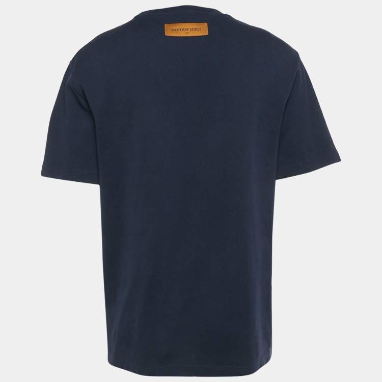 Pre Owned Louis Vuitton Navy Blue Monogram Jersey Ocean Beaded T-Shirt L