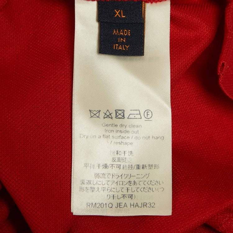 Pre Owned Louis Vuitton Red Logo Embroidered Pique Polo T-Shirt XL