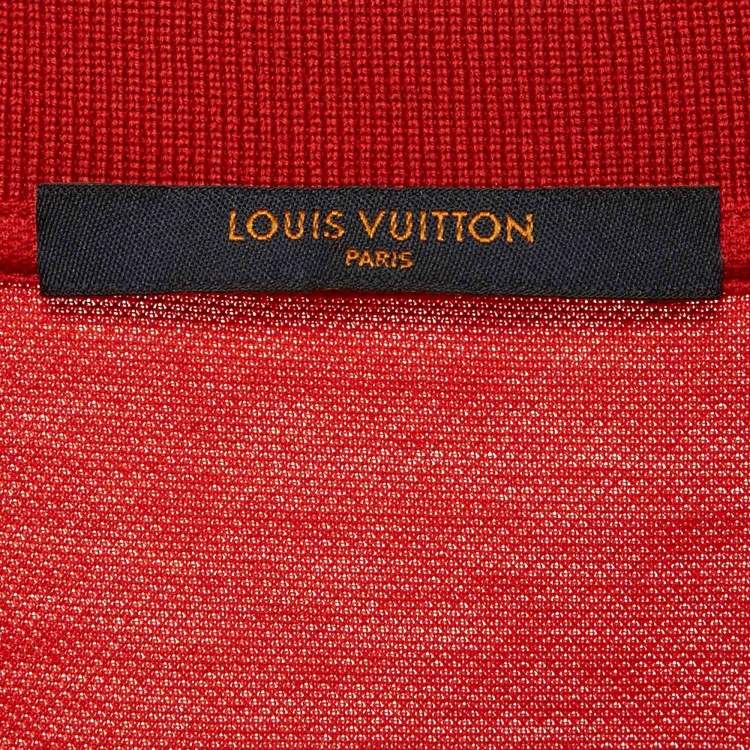 Pre Owned Louis Vuitton Red Logo Embroidered Pique Polo T-Shirt XL