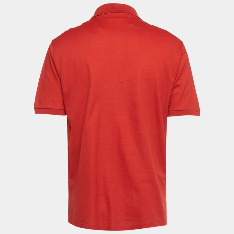 Pre Owned Louis Vuitton Red Logo Embroidered Pique Polo T-Shirt XL