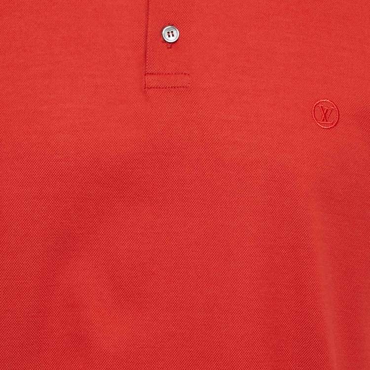 Pre Owned Louis Vuitton Red Logo Embroidered Pique Polo T-Shirt XL