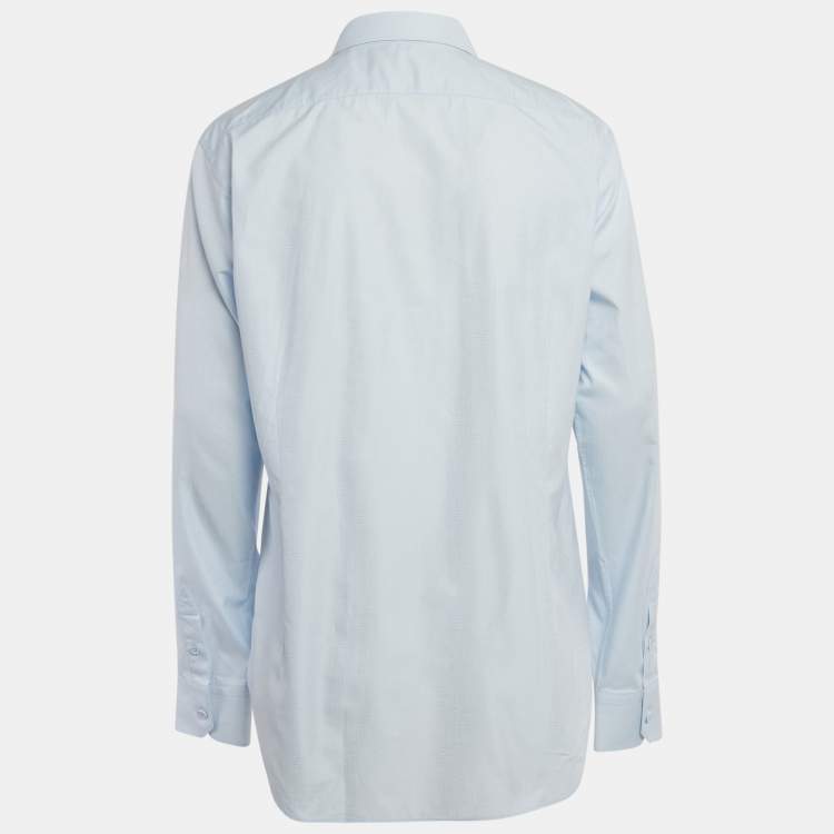 Pre Owned Louis Vuitton Blue Monogram Cotton Slim Fit Shirt XL