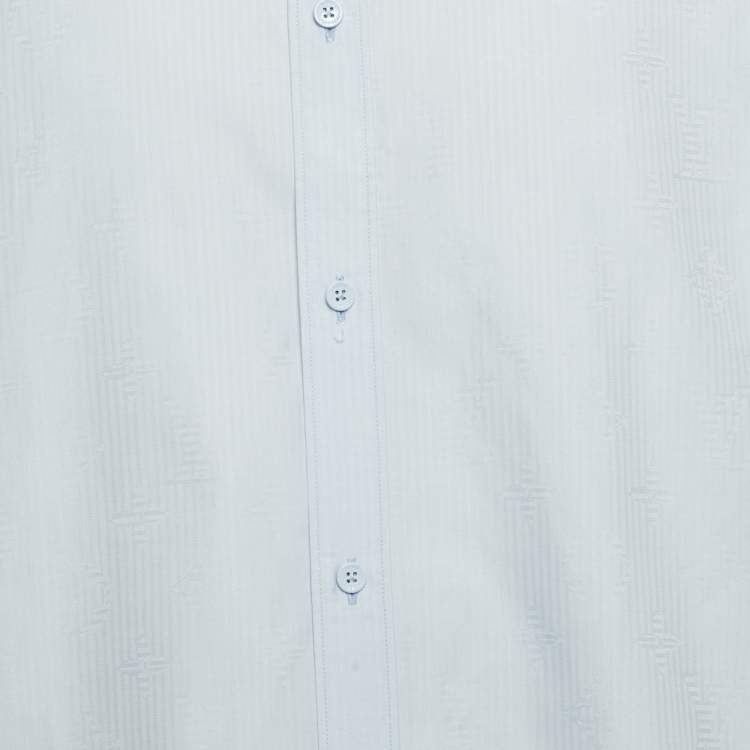 Pre Owned Louis Vuitton Blue Monogram Cotton Slim Fit Shirt XL