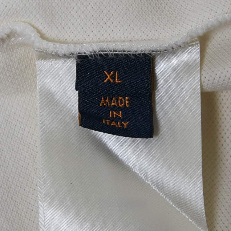 Pre Owned تي شيرت لوي فيتون دامير جيرسي أبيض برقبة مستديرة مقاس كبير جداً (إكسترا لارج)