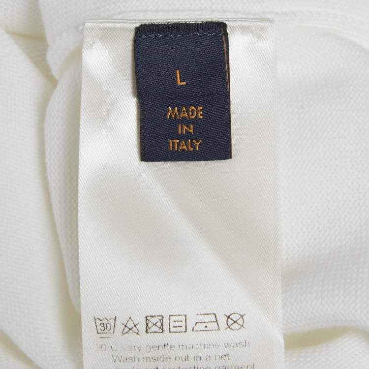 Pre Owned Louis Vuitton White Intarsia Cotton Knit Crewneck T-Shirt L