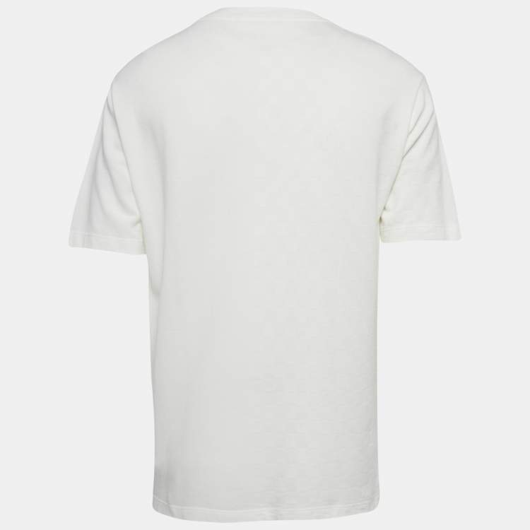 Pre Owned Louis Vuitton White Damier Jersey Crewneck T-Shirt XL