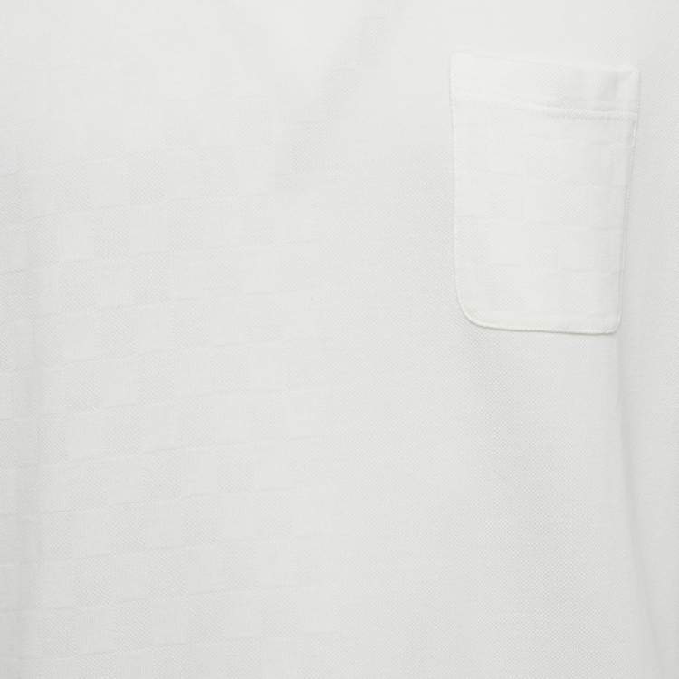 Pre Owned Louis Vuitton White Damier Jersey Crewneck T-Shirt XL
