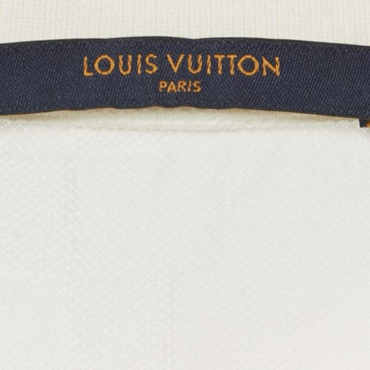 Pre Owned Louis Vuitton White Damier Jersey Crewneck T-Shirt XL