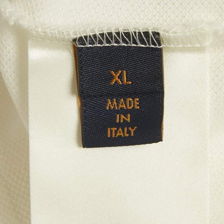 Pre Owned Louis Vuitton White Damier Jersey Crewneck T-Shirt XL