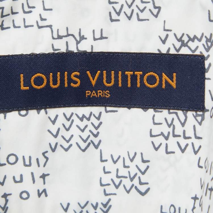 Pre Owned Louis Vuitton White Damier Cotton Long Sleeve Shirt XL