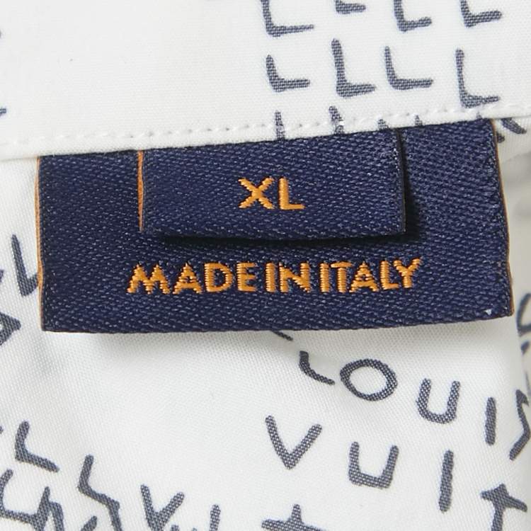 Pre Owned Louis Vuitton White Damier Cotton Long Sleeve Shirt XL