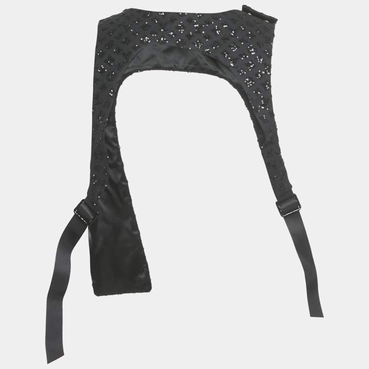 Pre Owned Louis Vuitton Black Sequin Monogram Cotton Fabric Mid-Layer M