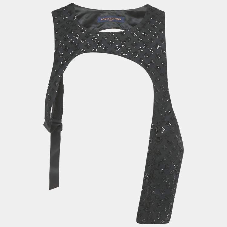Pre Owned Louis Vuitton Black Sequin Monogram Cotton Fabric Mid-Layer M