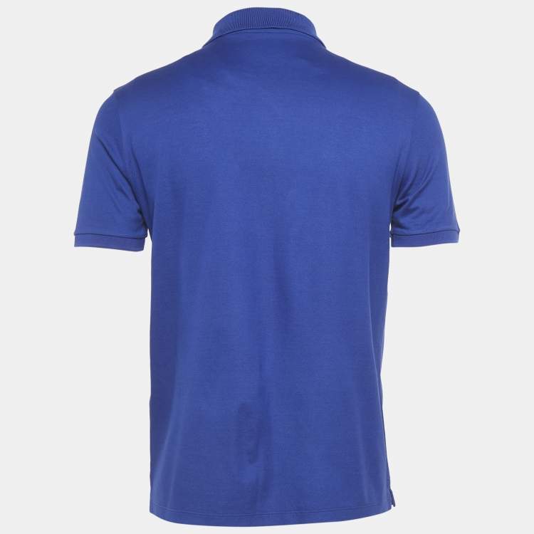 Pre Owned Louis Vuitton Blue Logo Embroidered Cotton Polo T-Shirt M