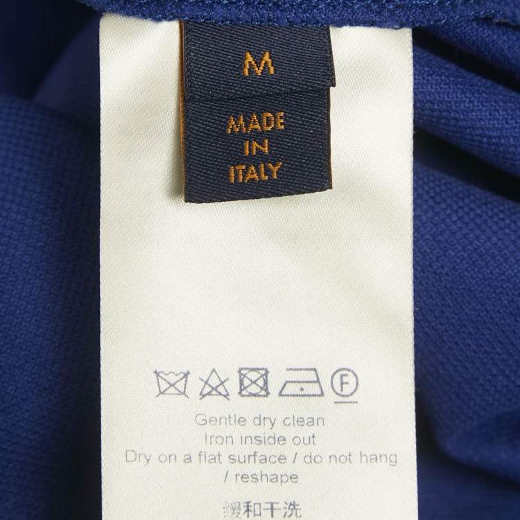 Pre Owned Louis Vuitton Blue Logo Embroidered Cotton Polo T-Shirt M