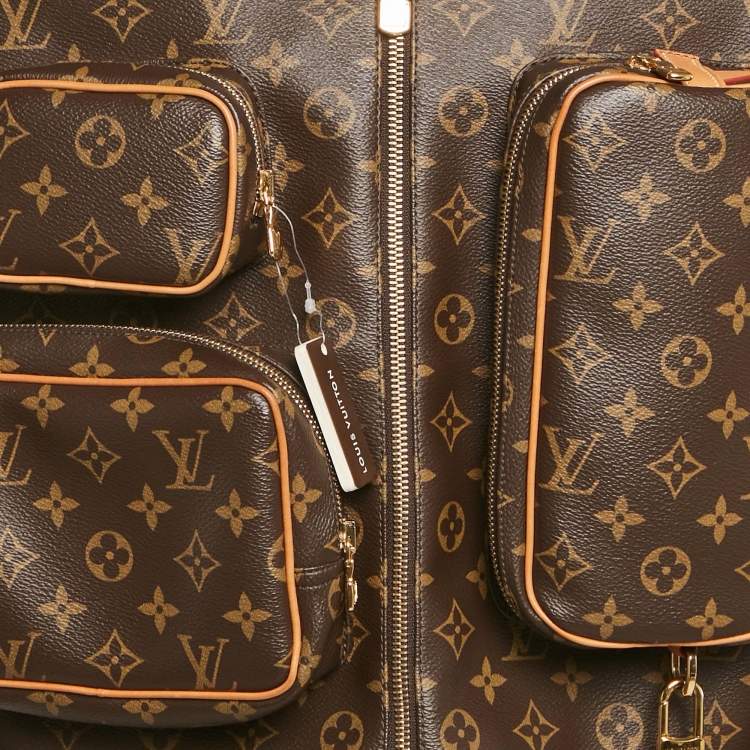 Pre Owned Louis Vuitton Brown Monogram Faux Leather Admiral Jacket L