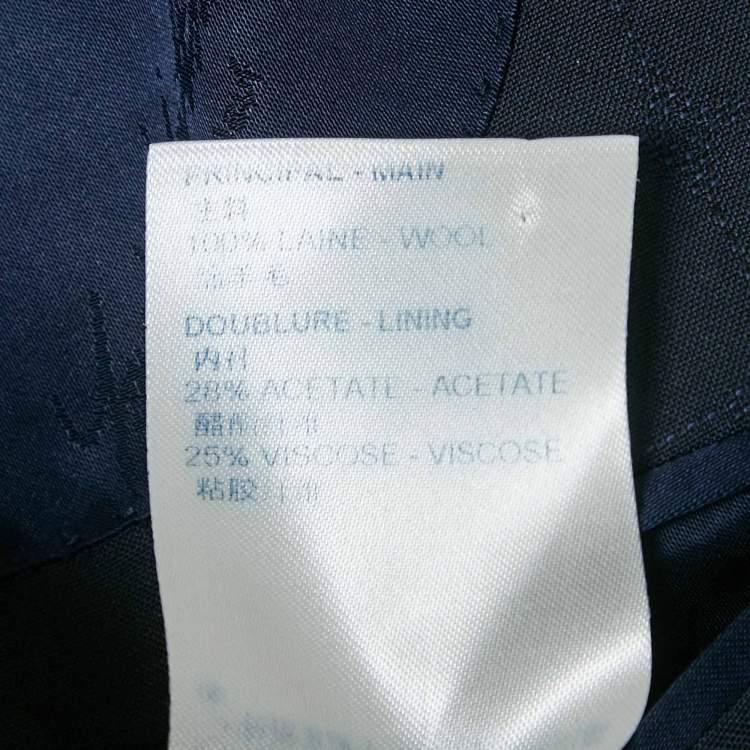 Pre Owned Louis Vuitton Navy Blue Patterned Wool Pants Suit Set L