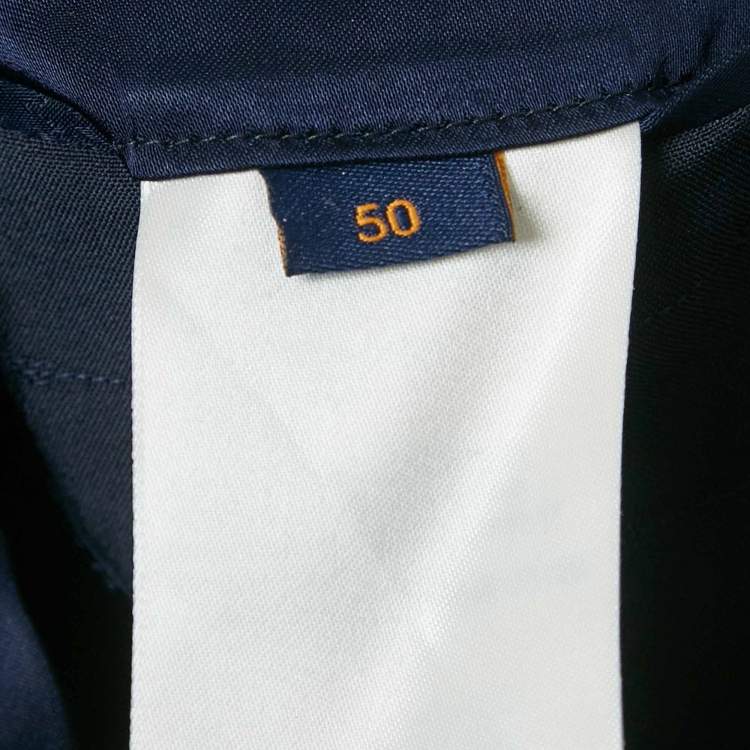 Pre Owned Louis Vuitton Navy Blue Patterned Wool Pants Suit Set L