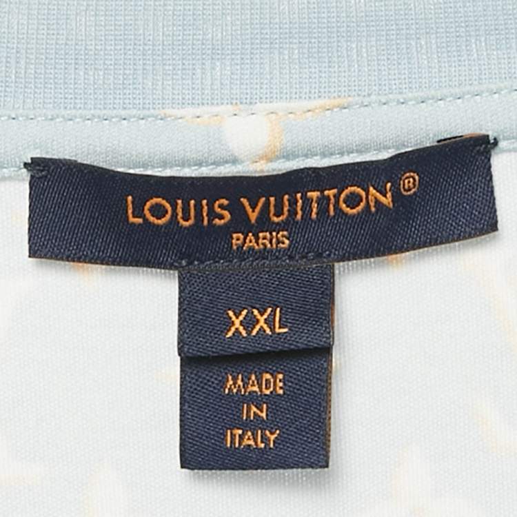 Pre Owned Louis Vuitton Blue Monogram Jersey Crewneck T-Shirt XXL