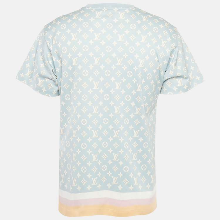 Pre Owned Louis Vuitton Blue Monogram Jersey Crewneck T-Shirt XXL