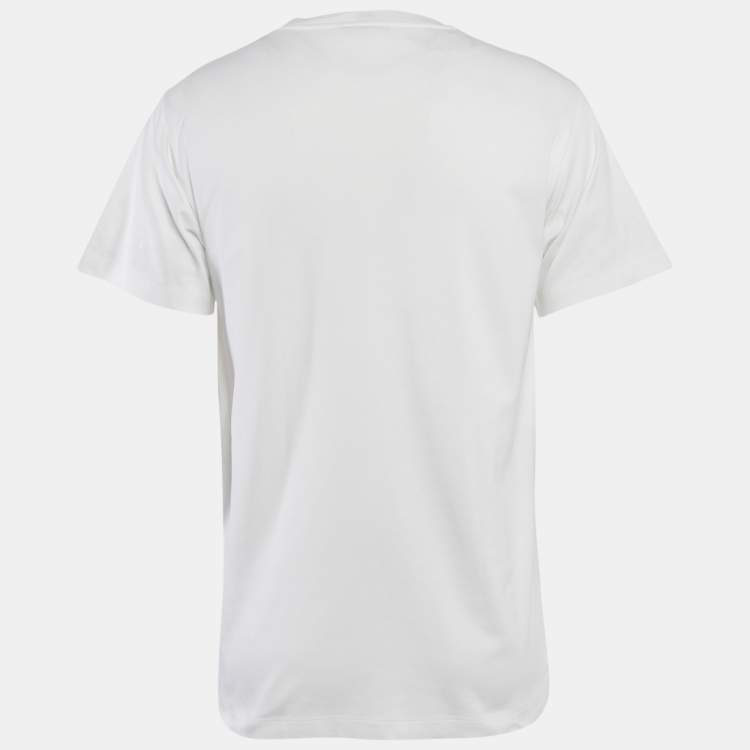 Pre Owned Louis Vuitton White Printed Jersey Crewneck T-Shirt L