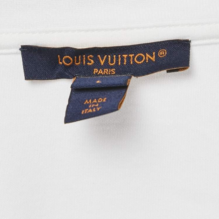 Pre Owned Louis Vuitton White Printed Jersey Crewneck T-Shirt L