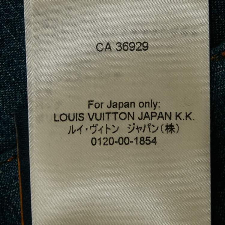 Pre Owned شورت دينيم لويس فويتون حبل أزرق بترقيع LV مقاس 32" للخصر